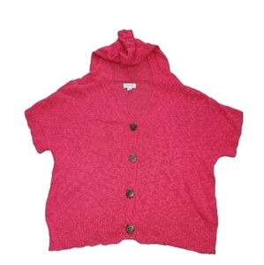 Avenue size 22/24 red hooded short sleeve knit button down sweater